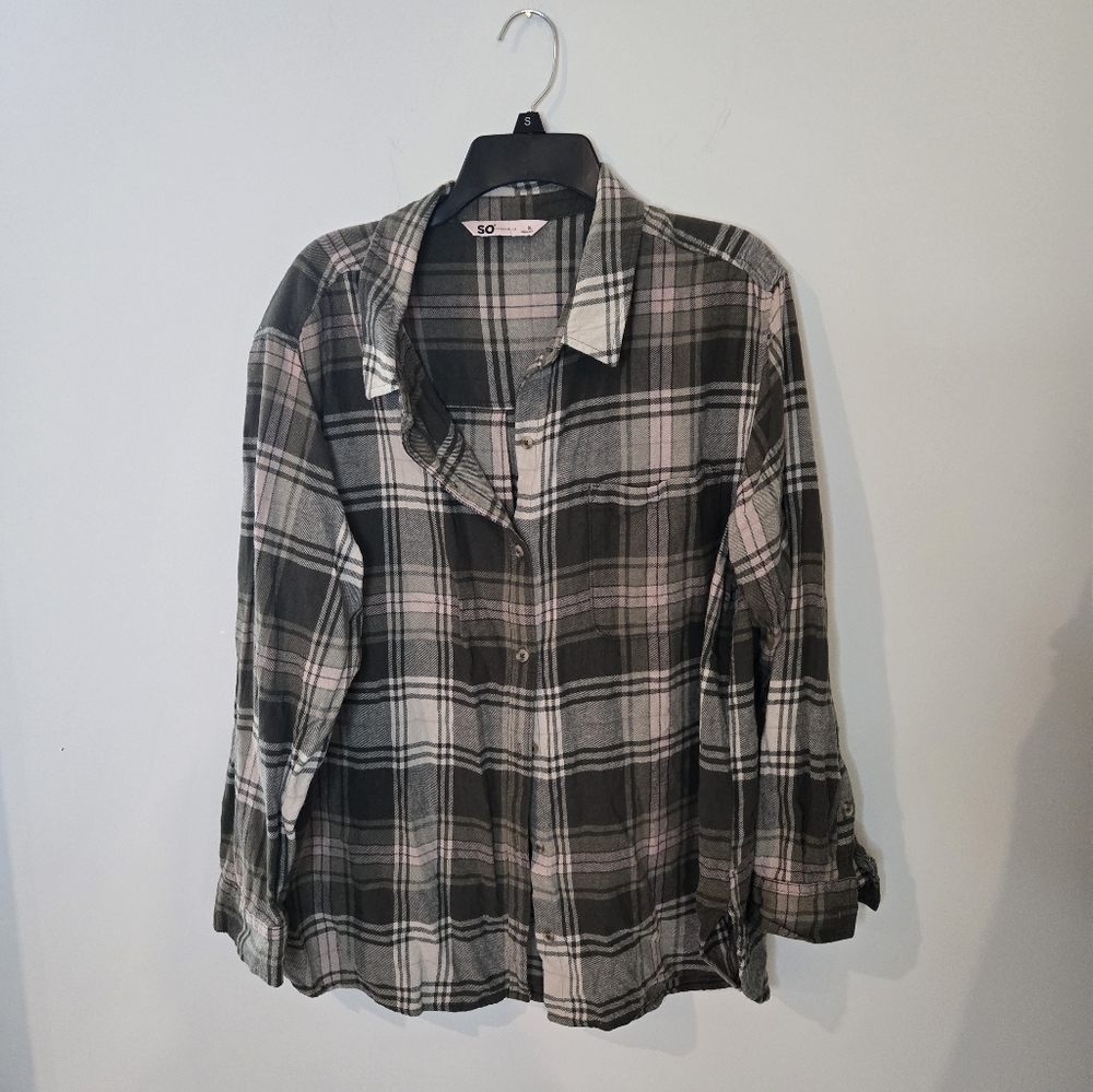 SO Good For Life Womens Plaid Button-Up Shirt Size XL
